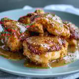 Slow Cooker Honey Mustard Chicken glistens with a velvety garlic-infused glaze, ready to be spooned over steamed rice.  