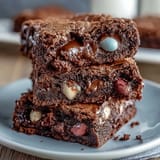 Cadbury Egg Chocolate Brownies with Crumbled Top: Fudgy brownies loaded with Cadbury mini eggs and topped with a crunchy chocolate crumble.