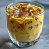 Refreshing Turmeric Golden Milk Iced Latte, photographed with a garnish, perfect for a mid-day energy boost.