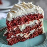 Moist Juneteenth Red Velvet Cake, generously frosted, ready for a celebration.