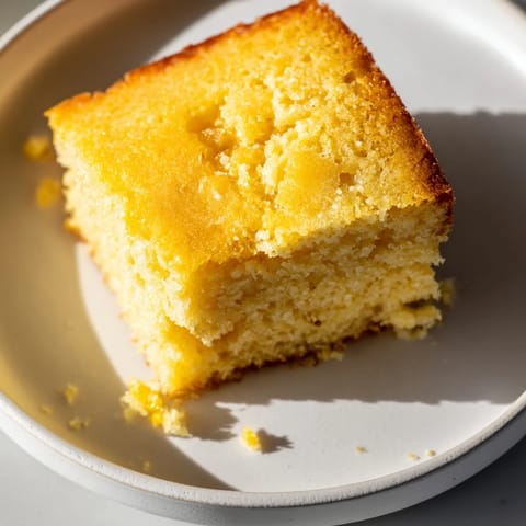 A fluffy slice of homemade cornbread, showing a tender crumb, perfect with chili.