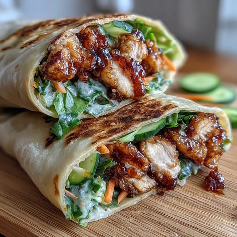Juicy Honey Chili Crunch Chicken Wrap with fresh, colorful fillings ready to eat.