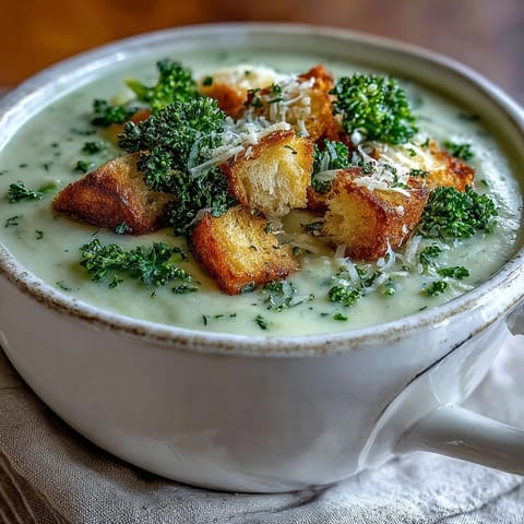 Homemade cauliflower and broccoli soup served in a rustic bowl, garnished with grated Parmesan cheese.
