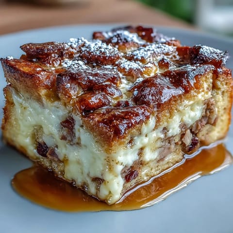 Sliced Monte Cristo breakfast casserole revealing ham and turkey layers drizzled with maple syrup