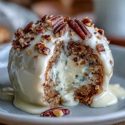 Carrot Cake Truffles with Cream Cheese Coating: Bite-sized carrot cake truffles coated in smooth cream cheese frosting for a decadent dessert.  