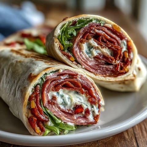 Italian Sub Pinwheel Wraps: vibrant appetizer rolls filled with ham, salami, provolone, and peppers, perfect for parties.
