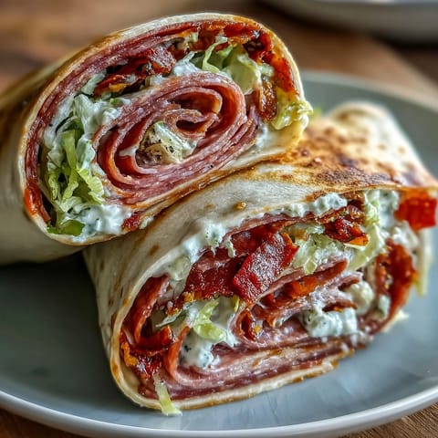 Colorful Italian Sub Pinwheel Wraps, sliced into bite-sized pieces, showcasing layers of deli meats, cheese, and crisp vegetables.