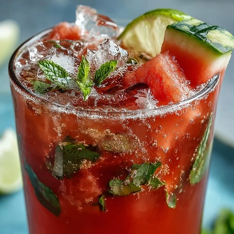 Refreshing watermelon mint lemonade in a clear pitcher with mint leaves and lemon slices, perfect for summer hydration.