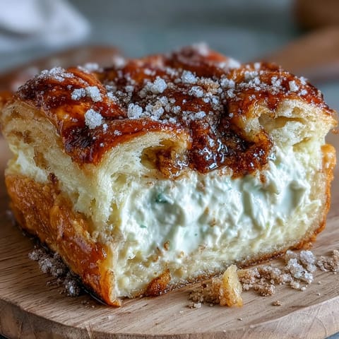 A golden crescent dough cheesecake bar layered with creamy filling and cinnamon sugar, perfect for Cinco de Mayo parties.