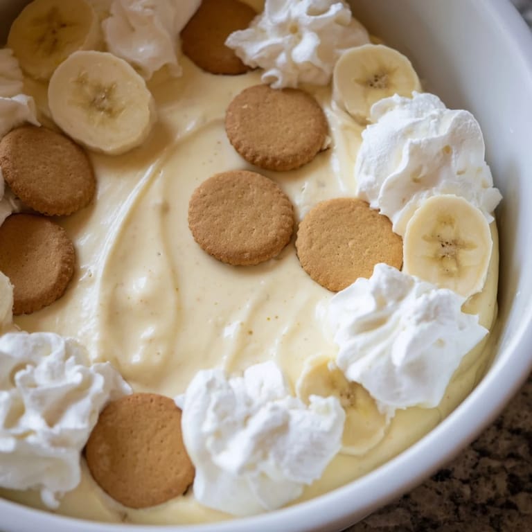 This homemade banana pudding features layers of sweet vanilla pudding, bananas, and crisp wafers, perfect dessert.