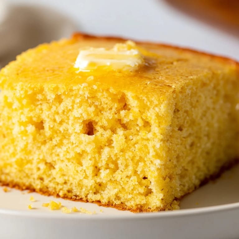 Delicious, golden-brown cornbread, ideal alongside a hearty bowl of soup for a comforting meal.