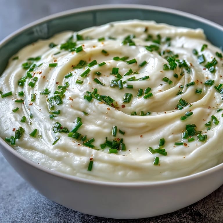 Velvety Celery Root Bisque served warm with a crusty baguette slice and a sprinkle of microgreens.
