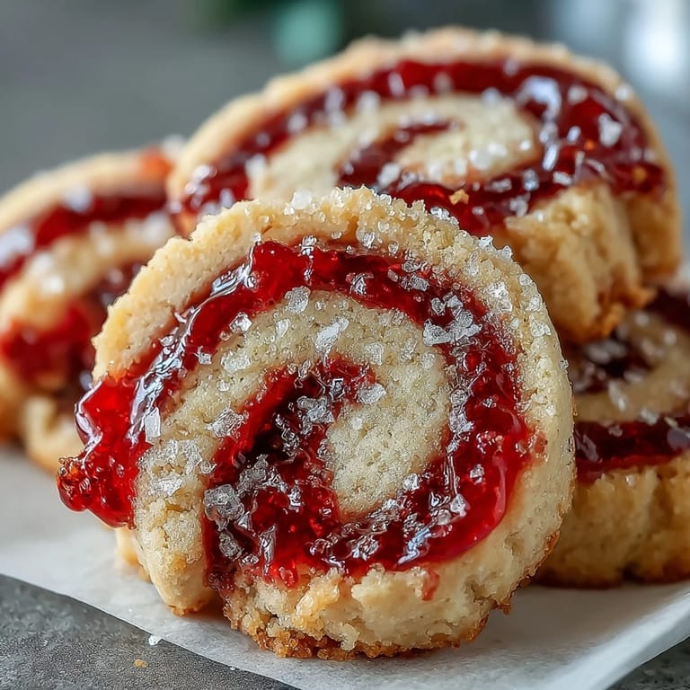 Freshly baked Raspberry Swirl Shortbread Cookies serve with tea, showing soft centers and golden brown tops on parchment paper.