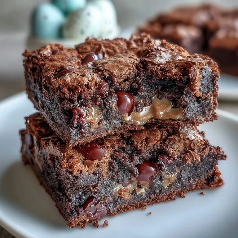 Cadbury Egg Chocolate Brownies with Crumbled Top: Decadent chocolate brownies studded with Cadbury eggs, finished with a rich, crumbled chocolate topping.
