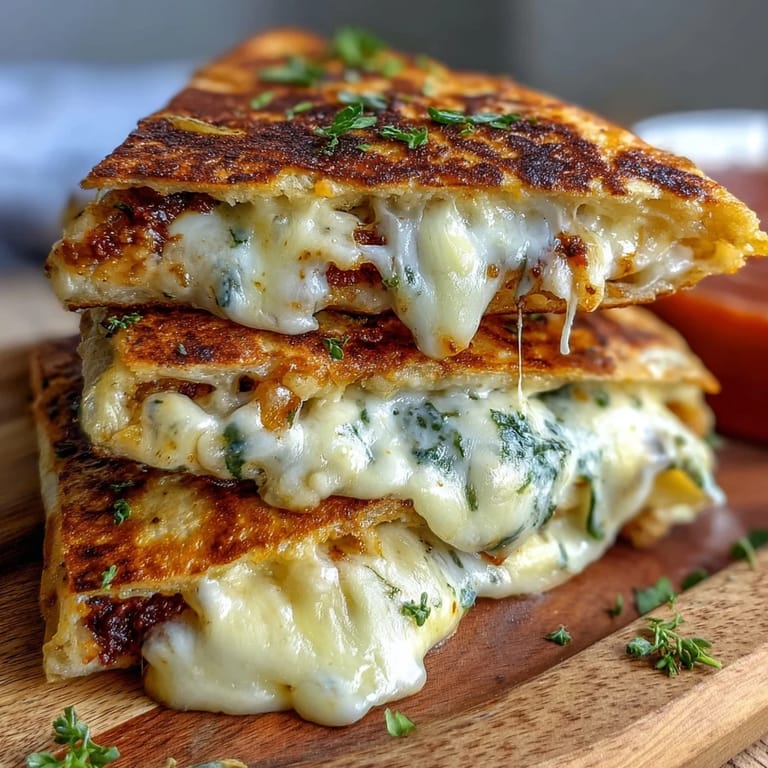 Warm mini quesadilla triangles oozing melted cheddar and mozzarella, served alongside a bright, tangy tomato salsa.