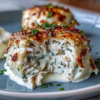 1. Crab Cake Deviled Eggs with Old Bay Seasoning are garnished with fresh chives and a dusting of zesty spice for a flavorful appetizer.  