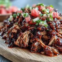 Tender Juneteenth BBQ pulled pork piled high with refreshing watermelon slaw.