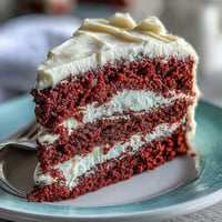 Vibrant Juneteenth Red Velvet Cake with luscious cream cheese frosting.